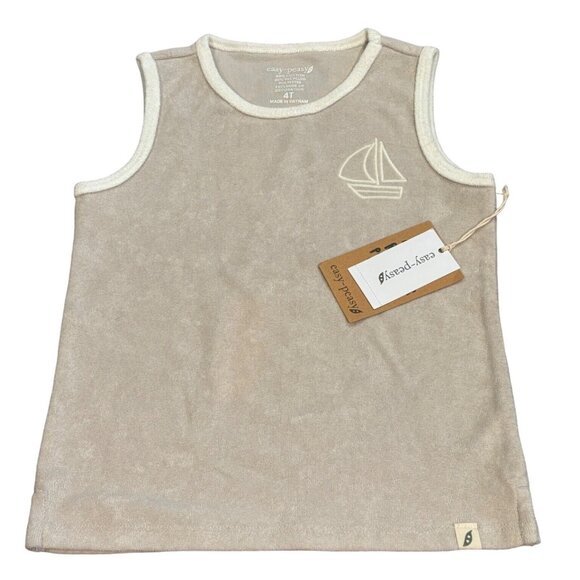 Easy-Peasy Recycled Polyester‎ Kids Loop Terry Tank Top Sailboat Design Size 4T - Picture 1 of 10